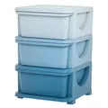 HOMCOM Schubladenschrank für Kinder mit Stauraum Aufbewahrungsboxen Spielzeug-Organizer Spielzeugkiste drei Ebenen für Kinderzimmer 3-6 Jahre Kindermöbel Blau 37 x 37 x 56,5 cm