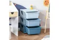 HOMCOM Spielzeugtruhe mit Stauraum, drei Ebenen (Spielzeug-Organizer, 1 St., Aufbewahrungsboxen), für Kinderzimmer 3-6 Jahre Kindermöbel Blau 37 x 37 x 56,5 cm