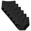 Yintry Damen Unterhosen Baumwolle Slip Damen High Waist Taillenslip Wochenbett Unterwäsche Kaiserschnitt Unterhose Mehrpack (M, 6Schwarz)