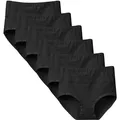 Damen Hochgeschnittene Baumwollslips 6er Pack Hohe Taille Unterhosen Schwarz ...