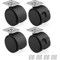 Set aus 4 Möbelrollen 50 mm - gabelartige Rollen mit Bremse bis 30 kg pro Rolle - Rollen für Inneneinrichtungen - Transportrollen mit niedriger R...