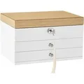 Songmics Schmuckkästchen Anicia mit 3 Ebenen Weiß-Beige