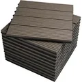 Woltu Wpc Terrassenfliesen Terrassendielen Fliese In Holzoptik Bodenbelag Mit Klicksystem Coffee (11 Stück / 1 M2)
