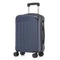 Koffer Trolley Reisekoffer Suitcase, Rollkoffer Handgepäck ,mit 4 Rollen360°, Hartschalenreisekoffer, Zahlenschloss, Weicher Gummigriff(M,Dunkelblau