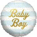 Folienballon Baby Boy blau-weiß Ø 45 cm  Ballons