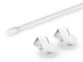 dekondo Vitragenstange Gardinenstange "Easy", weiß, oval, ausziehbar, klemmbare Fenstermontage, Befestigung ohne Bohren, ohne Kleben und ohne Werkzeug, inkl. Fensterhaken für einen Klemmbereich von 15-20 mm