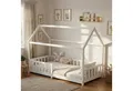 ecoMI Kinderbett Hausbett, Rausfallschutz, Lattenrost, 90x200 & 80x160, Weiß & Natur, Hausbett, Rausfallschutz, Lattenrost, 90x200 & 80x160, Weiß & Natur
