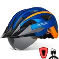 VICTGOAL Fahrradhelm Herren Damen MTB Helm mit Abnehmbarer Magnetische Schutzbrille Visier Atmungsaktiv mit 21 Belüftungskanäle Radhelm Einstellbare Fahrradhelme (M: 54-58cm, Blau)