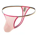 Yomie Herren Ultra-dünner transparenter sexy String Low Rise Perspective gestreifter String für Männer