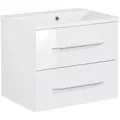 Mid.you Waschtischkombi B.Clever, Weiß, Metall, 2 Schublade(n) Schubladen, 60 cm, hängend, Badezimmer, Waschbecken & Armaturen, Waschtische