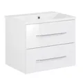 FACKELMANN Waschbeckenunterschrank B.clever Waschtischset 60cm Korpusfarbe: Weiß Matt Frontfarbe: Weiß