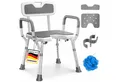KESSER Badhocker Duschhocker mit Lehne höhenverstellbar in 6 Stufen 38-54cm (Duschstuhl mit Brausehalterung, Anti-Rutsch Füße & Matten), Duschsitz 150KG belastbar Duschhilfe Senioren & Schwangere