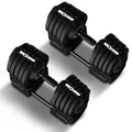 NEOLYMP 2er Set Kurzhantel verstellbar (2-40 kg mit 16 Gewichtsstufen) platzsparendes Dumbbell Set - Hanteln Set verstellbar für Männer & Frauen - Gewichte Kurzhanteln