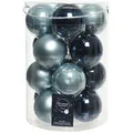 Kaemingk Weihnachtsbaumkugel, Weihnachtskugeln Glas 8cm 16 Stück Nebelblau / Nachtblau Mix blau