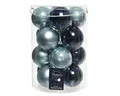 Kaemingk Weihnachtskugeln Glas 8cm x 16 Stück Christbaumkugeln Mix blau hellblau dunkelblau
