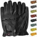 German Wear, Herren Driving Autofahrer-Handschuhe Lederhandschuhe (Schwarz, 7=S)