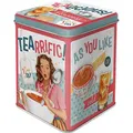 Nostalgic-Art Teedose Tealicious & Tearrific, aus Metall, für 100g losen Tee, mit Motiv, 7,5 x 9,5 x 7,5 cm
