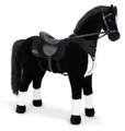 ELLA & PIET® Stehpferd Großes XXL Standpferd AMIRA mit Sattel (Schwarz), Spielpferd, Kinderpferd, Plüschpferd, Reitpferd