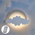 Lights4fun Wandleuchte für Kinder, Wolke und Regenbogen, mit 18 warmweißen LEDs, batteriebetrieben, für den Innenbereich