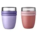 Mepal | Lunchpot Ellipse Mixed Mini | Vivid Lilac & Vivid Mauve | perfekt für Joghurt & Müsli unterwegs | 300 ml + 120 ml | geeignet für Gefriersch