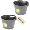 2er Set Fallrohr Blumentopf Fallrohr Blumentopf für Regenrohr Regenrinne Säule Pfosten Abflussrohr Hängetopf Pflanztopf Pflanzgefäß Grau 22x22x15