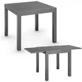 Juskys Gartentisch Laki, 80x80 cm, Aluminium Esstisch zum Ausziehen, Balkonmöbel, Gartenmöbel grau 160 cm x 75 cm x 80 cm