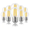 Hellum E27 LED Warmweiß Glühbirne, 10 Stück, Klar, 4,5W, 470 lm, Mini Globe Kugel, Filament, Klein 209211