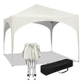 WOLTU Pavillon Faltbar wasserdichter Faltpavillon Sonnenschutz Event Gazebo Gartenpavillon auf Terrasse Camping Festival mit Halbmonddach Pagodenzelt des Halbkreises aus Oxford Metallrahmen 3x3 Beige