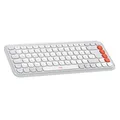 Logitech POP ICON Keys kabellose Bluetooth-Tastatur, Komfortables Tippen, programmierbare Tasten, Easy-Switch zwischen bis zu 3 Geräten, für Notebook, Tablet, PC, Deutsches QWERTZ-Layout – Weiß