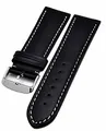 Uhrenarmband schwarz mit weisser Naht 18mm Kalbleder NEU 3815
