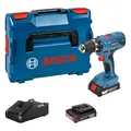 Bosch Akku-Bohrschrauber GSR 18V-21, mit 2 x 2.0 Ah Li-Ion Akku, L-BOXX Akku enthalten: Ja|Art des Zubehörs: 2 x Akku GBA 18V 2.0Ah, Schnellladegerät, L-BOXX 136