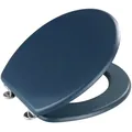 Wenko Wc-sitz Prima Dunkelblau Matt, Mdf, Blau, Mdf Dunkelblau , Edelstahl Rostfrei Silber Matt