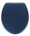 WENKO WC-Sitz Mod. Prima hochwertiger Toilettensitz im Retro-Style mit Wandpuffer und Edelstahlbefestigung dunkelblau matt spülkastengeeignet 37 x 41 cm
