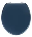 WENKO WC Sitz MDF Toilettensitz Klobrille Oval Edelstahl Befestigung Dunkelblau