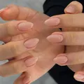 KQueenest 30 Stück Nude Press On Nails Kurz Mandel - Acryl Nägel zum Aufkleben, Natürlich Einfarbig Fake Nails Fingernägel zum aufkleben, Glänzende Gel Full Cover Kunstnägel für Frauen