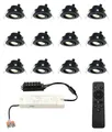 hoftronic LED Einbaustrahler 12V 3W 200lm 2700K IP44 Schwarz Schwenkbar