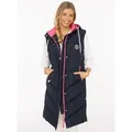 Zwillingsherz Steppweste "Heimatgefühl" Kapuze, Details, Zipper und Taschen blau S (36)