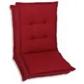 Sesselauflagenset, Kirschrot, Textil, 2-teilig, Uni, Füllung: Schaumstoff, Vlies, 50x7x110 cm, Oeko-Tex® Standard 100, pflegeleicht, hochwertige Qualität, langlebig, für den Außenbereich geeignet, mittels Bändern zu befestigen, Gurtband befestigen, Outdoor-Kissen, Gartenstuhlauflagen, Mittellehner-Auflagen