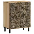 vidaXL Beistellschrank, Schrank Kommode mit viel Stauraum, Sideboard mit Eisenbeinen, Anrichte Aufbewahrungsschrank, Massivholz Mango