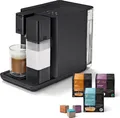 Tchibo Qbo MILK MASTER Premium Kapselmaschine inkl. 24 recyclebare Qbo Kapseln für Cappuccino, Espresso, Caffè Crema, Milchschaum auf Knopfdruck mit abnehmbarem Milchtank 300ml, Velvet Black