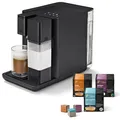 Tchibo Qbo MILK MASTER Premium Kapselmaschine inkl. 24 recyclebare Qbo Kapseln für Cappuccino, Espresso, Caffè Crema, Milchschaum auf Knopfdruck mit abnehmbarem Milchtank 300ml, Velvet Black
