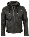 bruno banani - Herren Lederjacke Kapuze Lammnappa schwarz