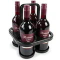 Novaliv Flaschenträger 4 Flaschen Schwarz - Stabiler Halt - Getränkekorb Kunststoff, Stapelbar, 25x23x30cm - Ideal für Küche & Keller - Bierträger Flaschenkorb Getränketräger Flaschenbox