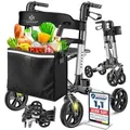 KESSER® Rollator Aluminium faltbar, höhenverstellbar & bis 136 kg belastbar - Schwarz