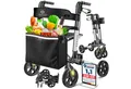 KESSER Rollator Aluminium – faltbar, höhenverstellbar & bis 136 kg belastbar, wetterbeständig, Tasche, Stockhalter, Reflektoren, 360° Gelände Reifen