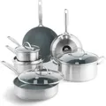 Greenpan GreenPan Treviso 10-teiliges Set - Induktion - alle Wärmequellen - inkl. Deckel - Edelstahl - PFAS-frei - Silber