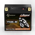 MOUDENSKAY Lithium Motorrad Batterie 12V Lithium Powersports Batterie mit BMS (YTX20L-BS 12.8V 700CCA) LiFePO4 Motorrad StarterBatterie für Motorräder, ATV, UTV,Wasserfahrzeuge, etc