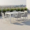 Gardenson Gartentisch, Silber, Metall, Glas, rechteckig, eckig, 90x75x140-200 cm, ausziehbar, Gartenmöbel, Gartentische, Gartentische ausziehbar
