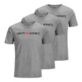 JACK & JONES Herren Shirts T-Shirts Logo Tee Crew Neck 3er Pack, Farbe:Grau, Artikel:- Light Grey Mel. / Light Grey Mel. / Light Grey Mel., Größe:M
