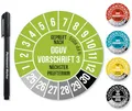 Frank Paperman® 60x DGUV V3 Prüfplaketten grün 20 mm Durchmesser inkl. Folienstift, Prüfplaketten Nächster Prüftermin, UV-beständig, Hohe Klebkraft, 5 Farben, 2 Größen